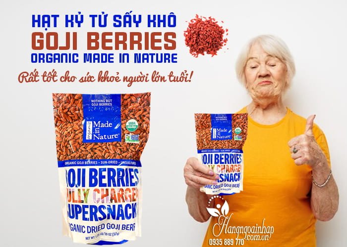 Hạt kỷ tử sấy khô Goji Berries 567g Organic Made in Nature 8