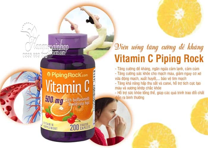Thực phẩm chức năng Viên uống Vitamin C 500mg Piping Rock tăng cường đề kháng 4 Viên uống Vitamin C 500mg Piping Rock tăng cường đề kháng 8