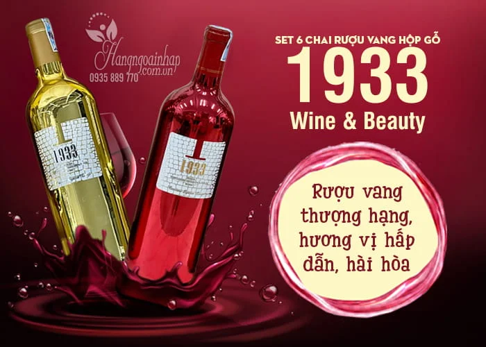 Set 6 chai rượu vang 1933 hộp gỗ Wine & Beauty của Ý 3 Set 6 chai rượu vang 1933 hộp gỗ Wine & Beauty của Ý 5
