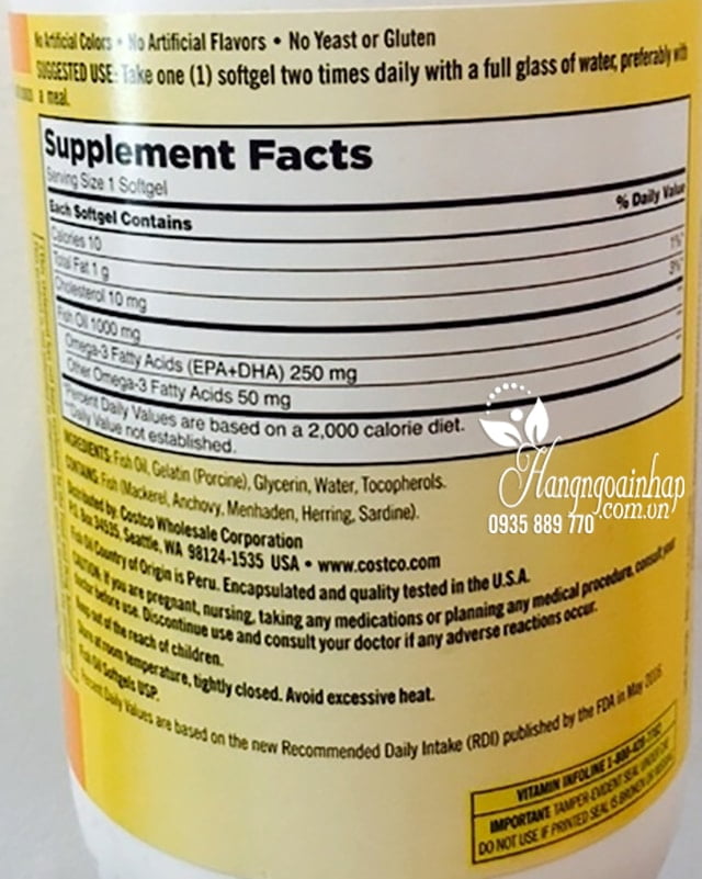 Thực phẩm chức năng Omega 3 Của Mỹ - Omega 3 Fish Oil 1000mg Kirkland 5 Omega 3 Của Mỹ - Omega 3 Fish Oil 1000mg Kirkland