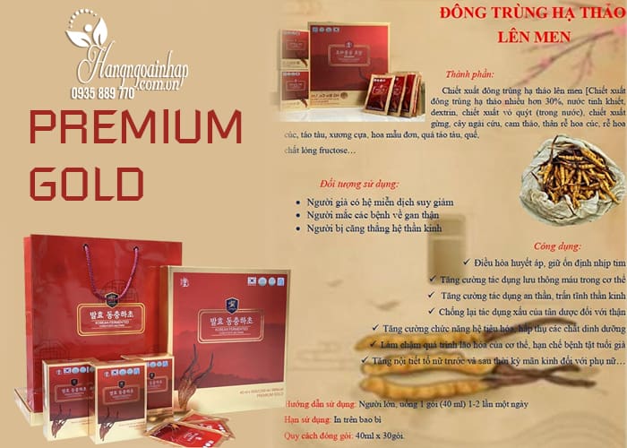 Đông trùng hạ thảo lên men Korean fermented cordyceps militaris Premium Gold 2 Đông trùng hạ thảo lên men Premium Gold 40ml x 30 gói 67