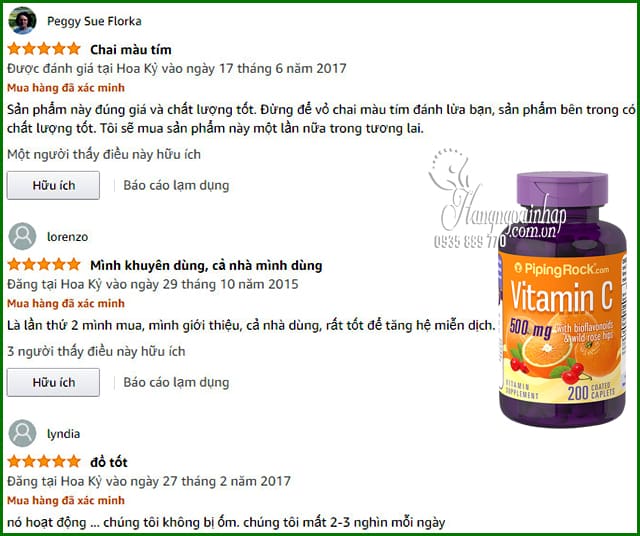 Thực phẩm chức năng Viên uống Vitamin C 500mg Piping Rock tăng cường đề kháng 5 Viên uống Vitamin C 500mg Piping Rock tăng cường đề kháng 8